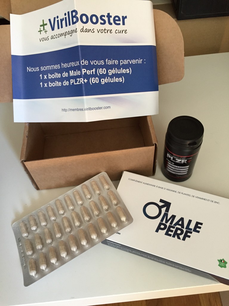 intérieur du colis virilbooster avec male perf et plzr+